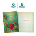 Load image into Gallery viewer, The cover and inside of Tree-Free’s Always card, along with the following text: “6 greeting cards, 6 matching envelopes”