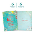 Load image into Gallery viewer, The cover and inside of Tree-Free’s Remember Your Life card, along with the following text: “6 greeting cards, 6 matching envelopes”