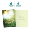 Load image into Gallery viewer, The cover and inside of Tree-Free’s Carried Within card, along with the following text: “6 greeting cards, 6 matching envelopes”