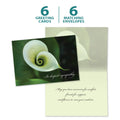 Load image into Gallery viewer, The cover and inside of Tree-Free’s sympathy card, along with the following text: “6 greeting cards, 6 matching envelopes”