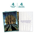 Load image into Gallery viewer, The cover and inside of Tree-Free’s Winter Solstice card, along with the following text: “4 greeting cards, 4 matching envelopes”