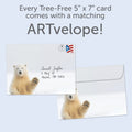 Load image into Gallery viewer, The envelope for Tree-Free’s Polar Farewell card, along with the following text: “Every Tree-Free 5x7 card comes with a matching ARTvelope!”