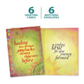 Load image into Gallery viewer, The cover and inside of Tree-Free’s Healing card, along with the following text: “6 greeting cards, 6 matching envelopes”