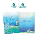 Load image into Gallery viewer, The cover and inside of Tree-Free’s In Waves card, along with the following text: “6 greeting cards, 6 matching envelopes”
