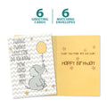 Load image into Gallery viewer, The cover and inside of Tree-Free’s Twinkle Twinkle card, along with the following text: “6 greeting cards, 6 matching envelopes”