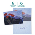 Load image into Gallery viewer, The cover and inside of Tree-Free’s Sympathy In Lavender card, along with the following text: “6 greeting cards, 6 matching envelopes”