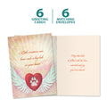 Load image into Gallery viewer, The cover and inside of Tree-Free’s Little Creatures card, along with the following text: “6 greeting cards, 6 matching envelopes”