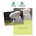 Load image into Gallery viewer, The cover and inside of Tree-Free’s Butterfly Thoughts card, along with the following text: “6 greeting cards, 6 matching envelopes”