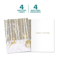 Load image into Gallery viewer, The cover and inside of Tree-Free’s Silent Wood card, along with the following text: “4 greeting cards, 4 matching envelopes”