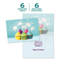 Load image into Gallery viewer, The cover and inside of Tree-Free’s Extra Sparkly card, along with the following text: “6 greeting cards, 6 matching envelopes”