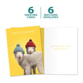 Load image into Gallery viewer, The cover and inside of Tree-Free’s Feeling Baaahd card, along with the following text: “6 greeting cards, 6 matching envelopes”