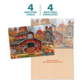 Load image into Gallery viewer, The cover and inside of Tree-Free’s Piled High Pumpkin card, along with the following text: “4 greeting cards, 4 matching envelopes”