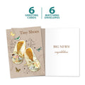 Load image into Gallery viewer, The cover and inside of Tree-Free’s Baby Booties card, along with the following text: “6 greeting cards, 6 matching envelopes”