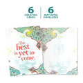 Load image into Gallery viewer, The cover and inside of Tree-Free’s Best Is Yet card, along with the following text: “6 greeting cards, 6 matching envelopes”