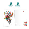 Load image into Gallery viewer, The cover and inside of Tree-Free’s Shell Of Joy card, along with the following text: “6 greeting cards, 6 matching envelopes”