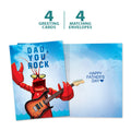 Load image into Gallery viewer, The cover and inside of Tree-Free’s Dad Rocks card, along with the following text: “4 greeting cards, 4 matching envelopes”