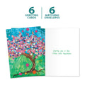 Load image into Gallery viewer, The cover and inside of Tree-Free’s Balloon Tree card, along with the following text: “6 greeting cards, 6 matching envelopes”