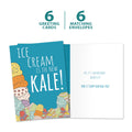 Load image into Gallery viewer, The cover and inside of Tree-Free’s New Kale card, along with the following text: “6 greeting cards, 6 matching envelopes”