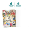 Load image into Gallery viewer, The cover and inside of Tree-Free’s Life Is Beautiful card, along with the following text: “6 greeting cards, 6 matching envelopes”