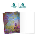 Load image into Gallery viewer, The cover and inside of Tree-Free’s Gratitude Buddha card, along with the following text: “6 greeting cards, 6 matching envelopes”