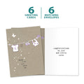 Load image into Gallery viewer, The cover and inside of Tree-Free’s Welcome to the World card, along with the following text: “6 greeting cards, 6 matching envelopes”
