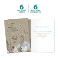 Load image into Gallery viewer, The cover and inside of Tree-Free’s Magical Creatures card, along with the following text: “6 greeting cards, 6 matching envelopes”