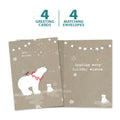 Load image into Gallery viewer, The cover and inside of Tree-Free’s Sweet Polar Christmas card, along with the following text: “4 greeting cards, 4 matching envelopes”