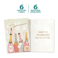 Load image into Gallery viewer, The cover and inside of Tree-Free’s Champagne Wishes card, along with the following text: “6 greeting cards, 6 matching envelopes”