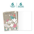 Load image into Gallery viewer, The cover and inside of Tree-Free’s Floral Bird Thanks card, along with the following text: “6 greeting cards, 6 matching envelopes”