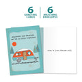 Load image into Gallery viewer, The cover and inside of Tree-Free’s How We Roll card, along with the following text: “6 greeting cards, 6 matching envelopes”