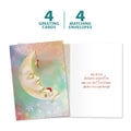 Load image into Gallery viewer, The cover and inside of Tree-Free’s Christmas Dreams card, along with the following text: “4 greeting cards, 4 matching envelopes”