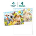 Load image into Gallery viewer, The cover and inside of Tree-Free’s Easter Selfie card, along with the following text: “4 greeting cards, 4 matching envelopes”