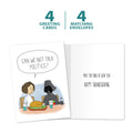 Load image into Gallery viewer, The cover and inside of Tree-Free’s Use The Forks card, along with the following text: “4 greeting cards, 4 matching envelopes”