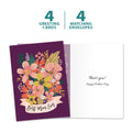 Load image into Gallery viewer, The cover and inside of Tree-Free’s Best Mom Ever Flowers card, along with the following text: “4 greeting cards, 4 matching envelopes”