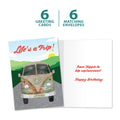 Load image into Gallery viewer, The cover and inside of Tree-Free’s Life Trip Hippie Bus card, along with the following text: “6 greeting cards, 6 matching envelopes”