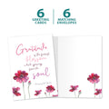 Load image into Gallery viewer, The cover and inside of Tree-Free’s Gratitude Blossoms card, along with the following text: “6 greeting cards, 6 matching envelopes”