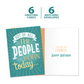 Load image into Gallery viewer, The cover and inside of Tree-Free’s Born Today card, along with the following text: “6 greeting cards, 6 matching envelopes”