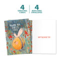Load image into Gallery viewer, The cover and inside of Tree-Free’s Bee's Knees card, along with the following text: “4 greeting cards, 4 matching envelopes”
