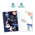Load image into Gallery viewer, The cover and inside of Tree-Free’s Nappy Hour card, along with the following text: “6 greeting cards, 6 matching envelopes”