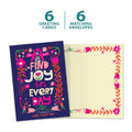 Load image into Gallery viewer, The cover and inside of Tree-Free’s Find Joy Flowers card, along with the following text: “6 greeting cards, 6 matching envelopes”