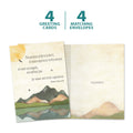 Load image into Gallery viewer, The cover and inside of Tree-Free’s Purpose of Life card, along with the following text: “4 greeting cards, 4 matching envelopes”