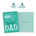 Load image into Gallery viewer, The cover and inside of Tree-Free’s My Favorite Dad card, along with the following text: “4 greeting cards, 4 matching envelopes”