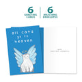 Load image into Gallery viewer, The cover and inside of Tree-Free’s Cat Heaven Pet card, along with the following text: “6 greeting cards, 6 matching envelopes”