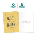 Load image into Gallery viewer, The cover and inside of Tree-Free’s Honey Home card, along with the following text: “6 greeting cards, 6 matching envelopes”