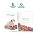 Load image into Gallery viewer, The cover and inside of Tree-Free’s Rainbow Sprinkles Mouse card, along with the following text: “6 greeting cards, 6 matching envelopes”