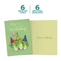 Load image into Gallery viewer, The cover and inside of Tree-Free’s Romaine Calm card, along with the following text: “6 greeting cards, 6 matching envelopes”