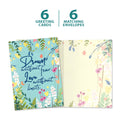 Load image into Gallery viewer, The cover and inside of Tree-Free’s Dream Without Fear card, along with the following text: “6 greeting cards, 6 matching envelopes”