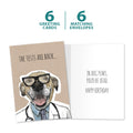 Load image into Gallery viewer, The cover and inside of Tree-Free’s Dead In Dog Years card, along with the following text: “6 greeting cards, 6 matching envelopes”