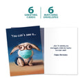 Load image into Gallery viewer, The cover and inside of Tree-Free’s Mask Bunny card, along with the following text: “6 greeting cards, 6 matching envelopes”