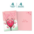 Load image into Gallery viewer, The cover and inside of Tree-Free’s Owl Pair card, along with the following text: “4 greeting cards, 4 matching envelopes”